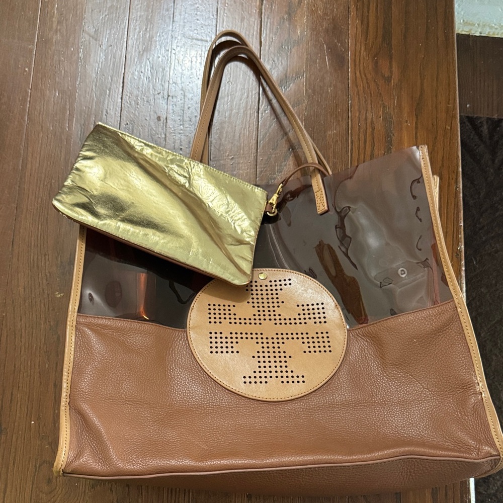 TORY BURCH Brown and Gold Tote Bag